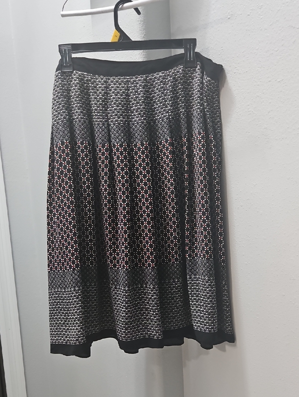 Talbots Black Midi Skirt with Pink Dot Pattern